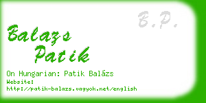 balazs patik business card