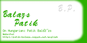 balazs patik business card